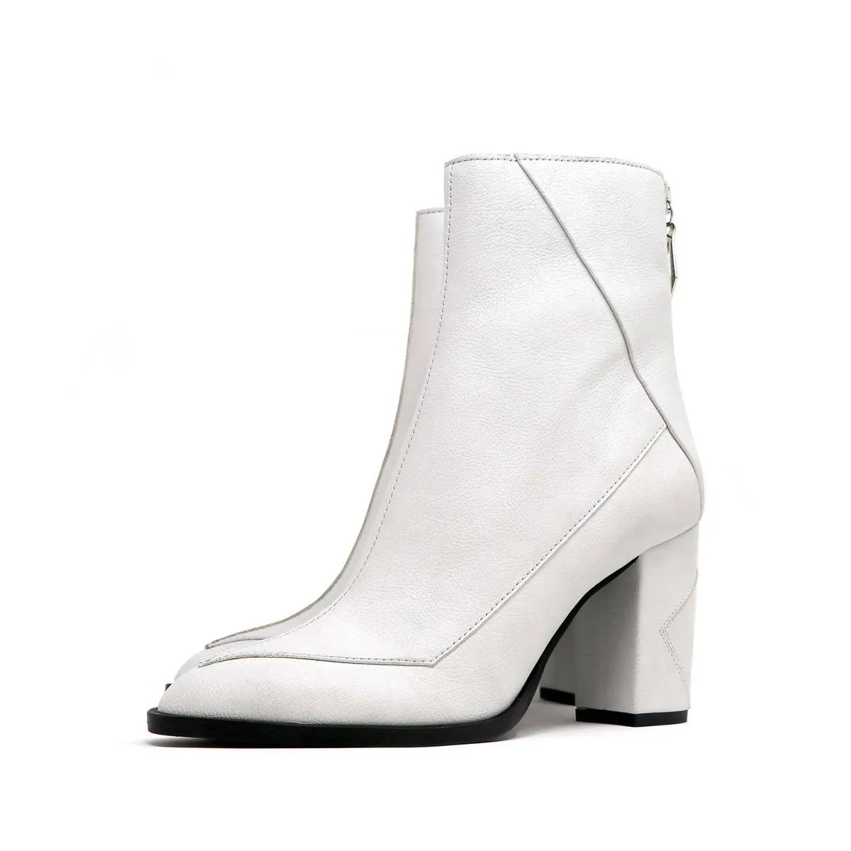 10 ALMASI white vegan apple leather boots - White