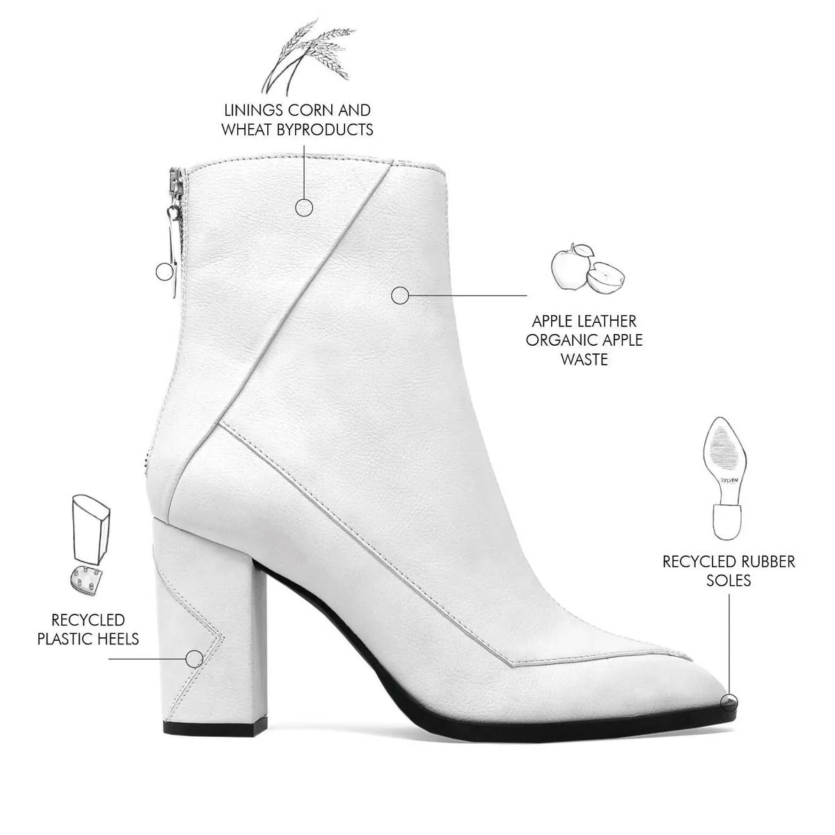 10 ALMASI white vegan apple leather boots - White