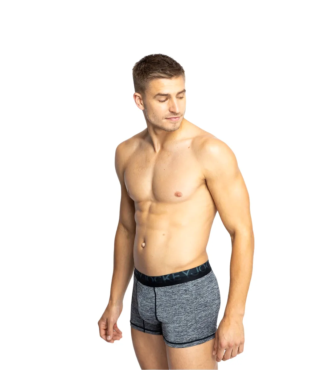 3 x Jockey Mens Microfibre Comfy Trunk Black Marle Underwear