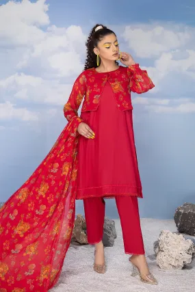 4-Pc Chiffon Jacket With Cotton Inner Chiffon Dupatta and Cotton Trouser CPV23-04