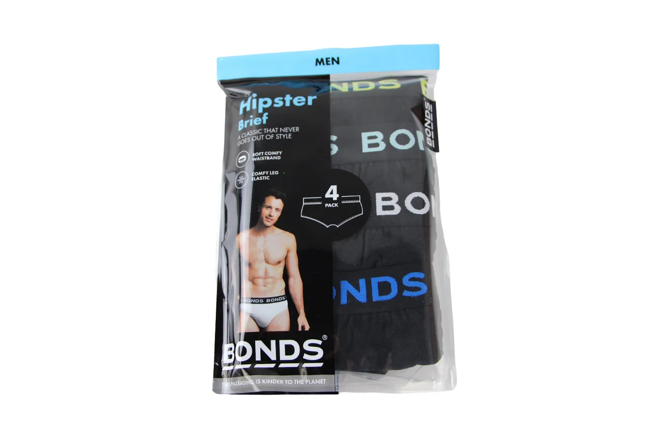 8 Pairs X Bonds Mens Hipster Briefs Black With Multicoloured Logo As1