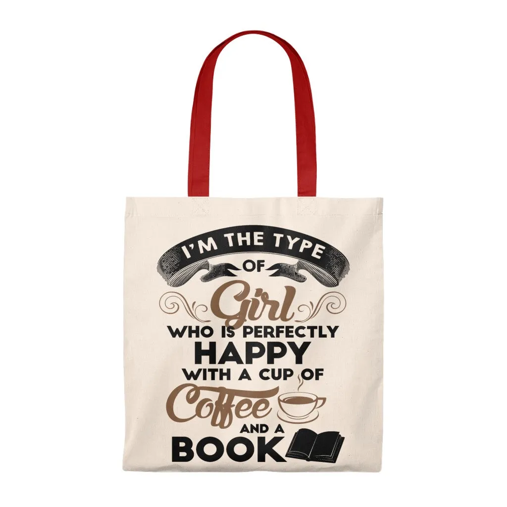 A Cup Of Coffee And A Book Canvas Tote Bag - Vintage style