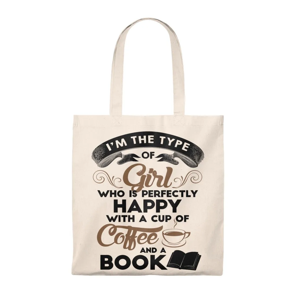 A Cup Of Coffee And A Book Canvas Tote Bag - Vintage style