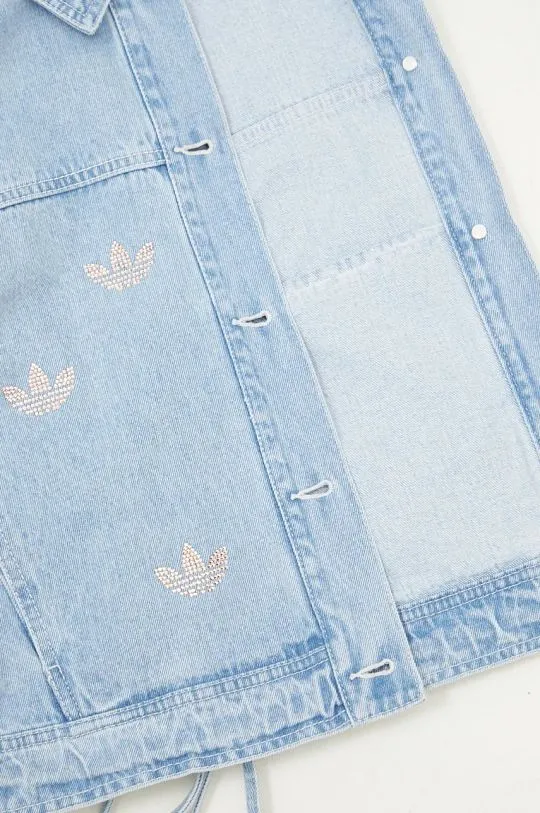 adidas Originals denim jacket Femme Galore Denim Rhinestone Jacket women's blue color JN3021