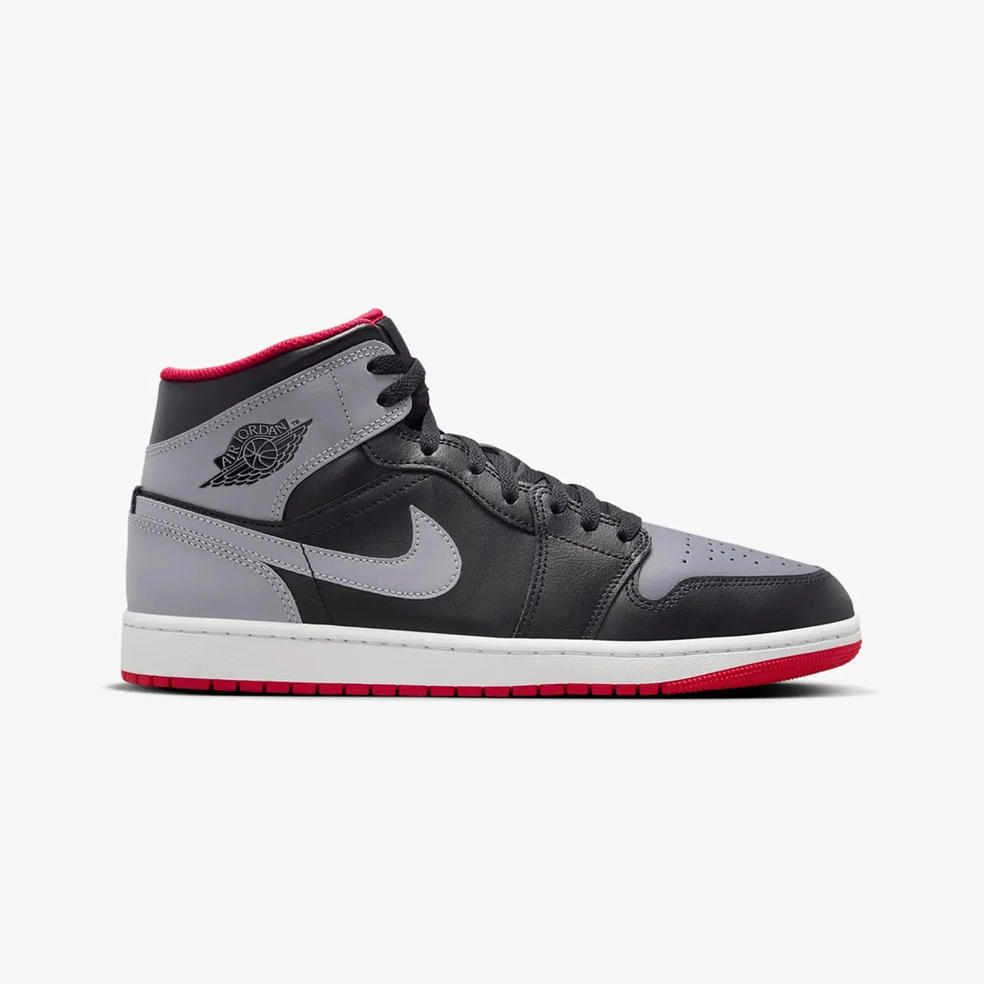 AIR JORDAN 1 MID 'BLACK/CEMENT GREY-FIRE RED-WHITE'