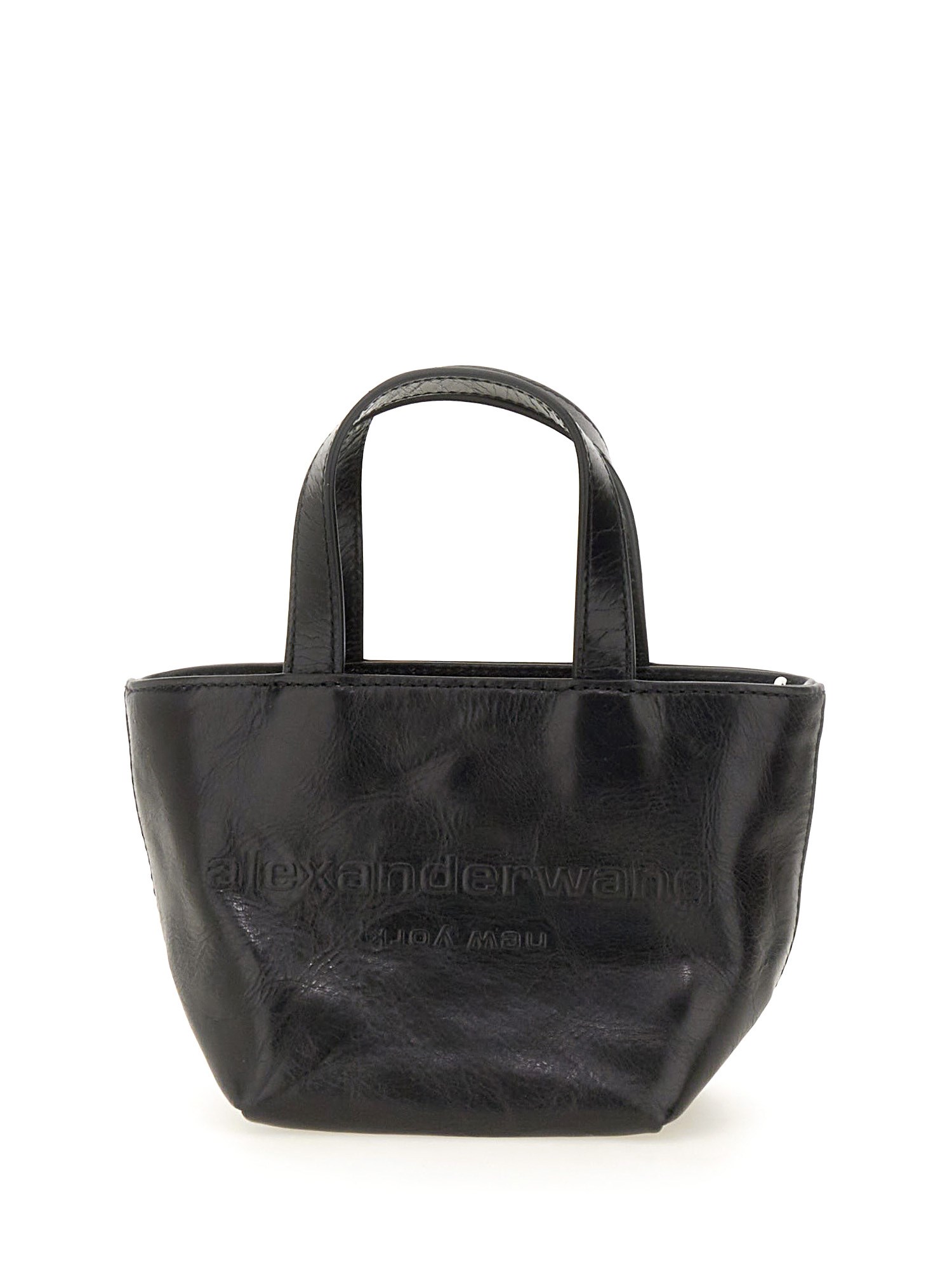 ALEXANDER WANG    CRAQUELÉ PATENT LEATHER MINI PUNCH TOTE BAG