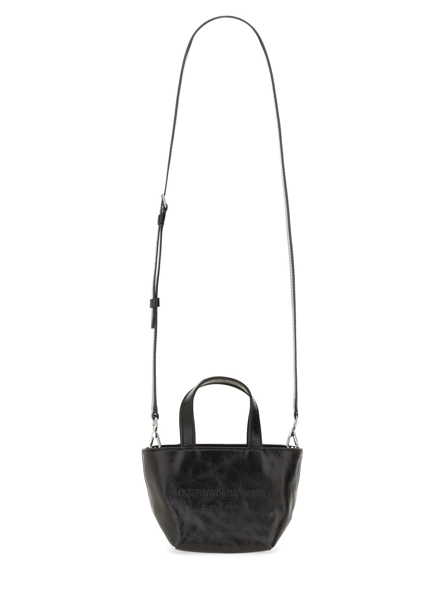 ALEXANDER WANG    CRAQUELÉ PATENT LEATHER MINI PUNCH TOTE BAG