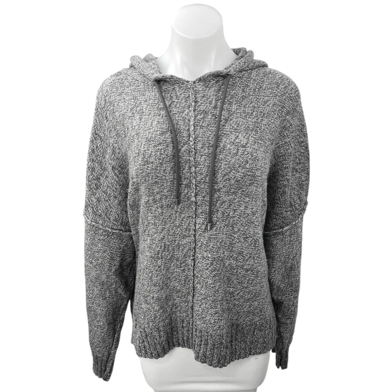 Alexander Wang Gray Wool Knitted Hoodie Hooded Oversized Pullover Sweater Top L