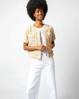 Ann Mashburn Shirt-Sleeve Kiki Jacket Raffia Textured Tweed