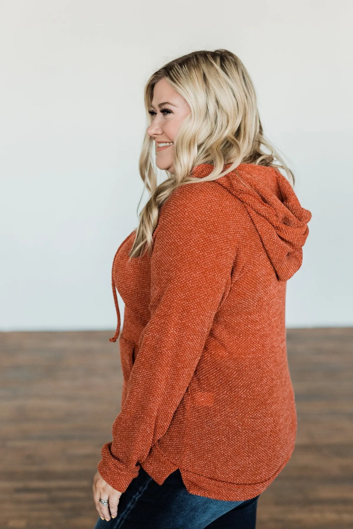 At First Sight Knit Hoodie- Rust