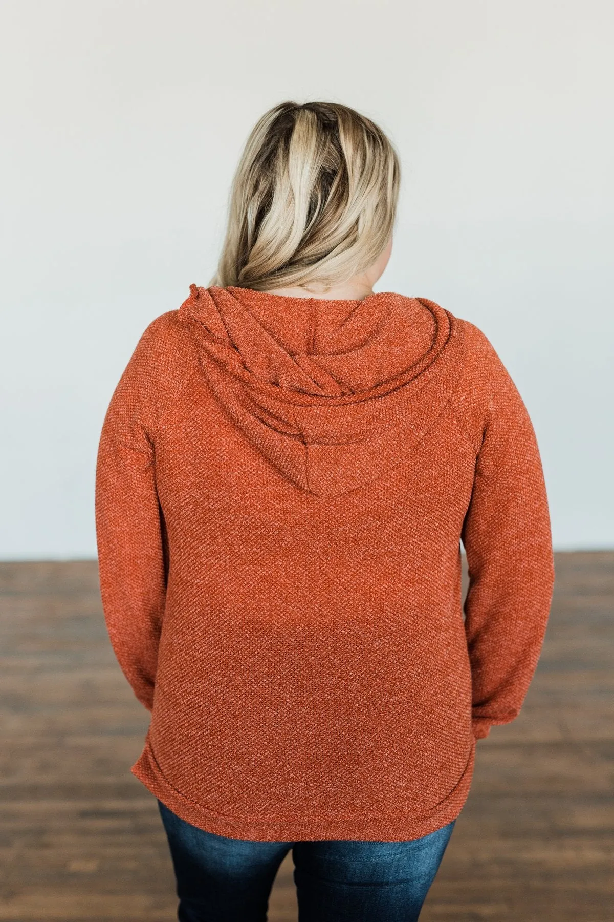 At First Sight Knit Hoodie- Rust