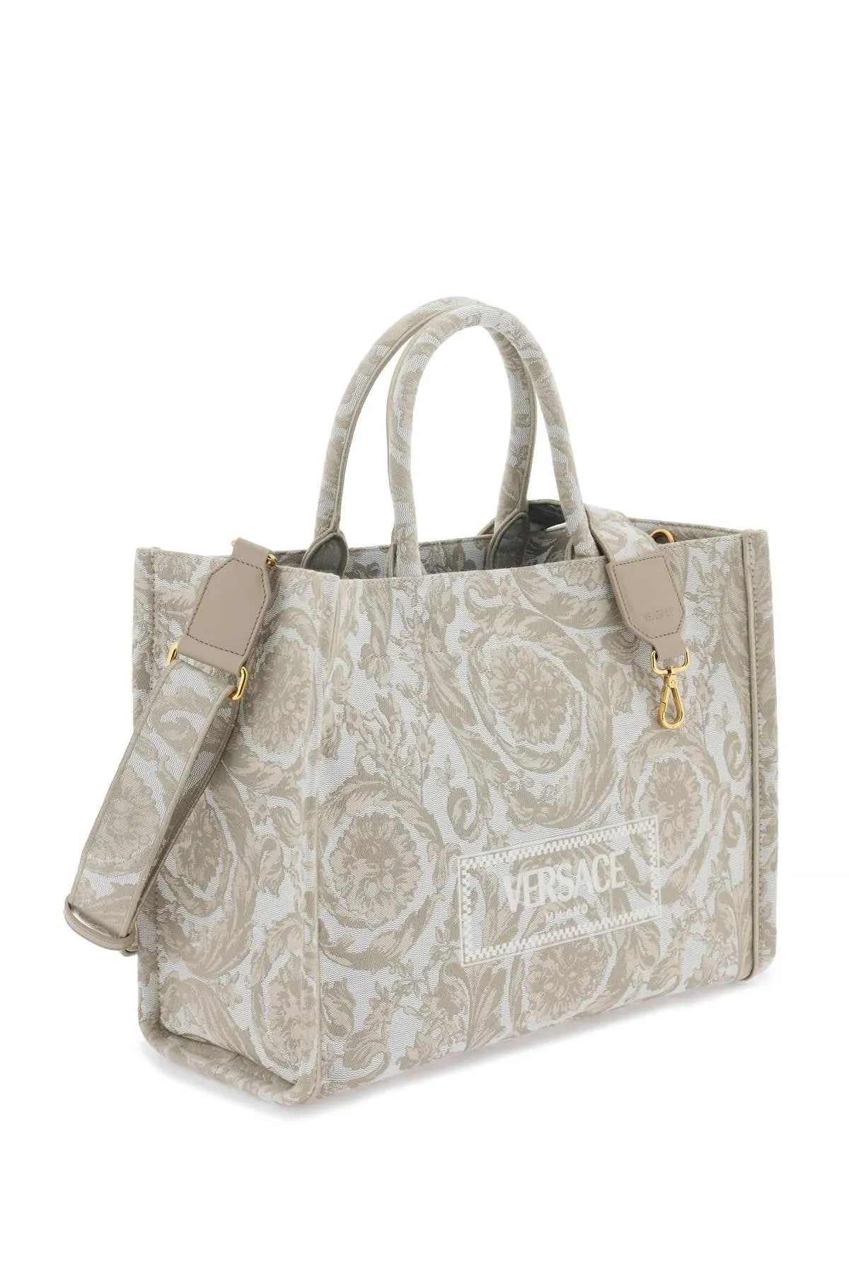 athena barocco tote bag 1011562 1A09741 BEIGE+BEIGE-VERSACE GOLD