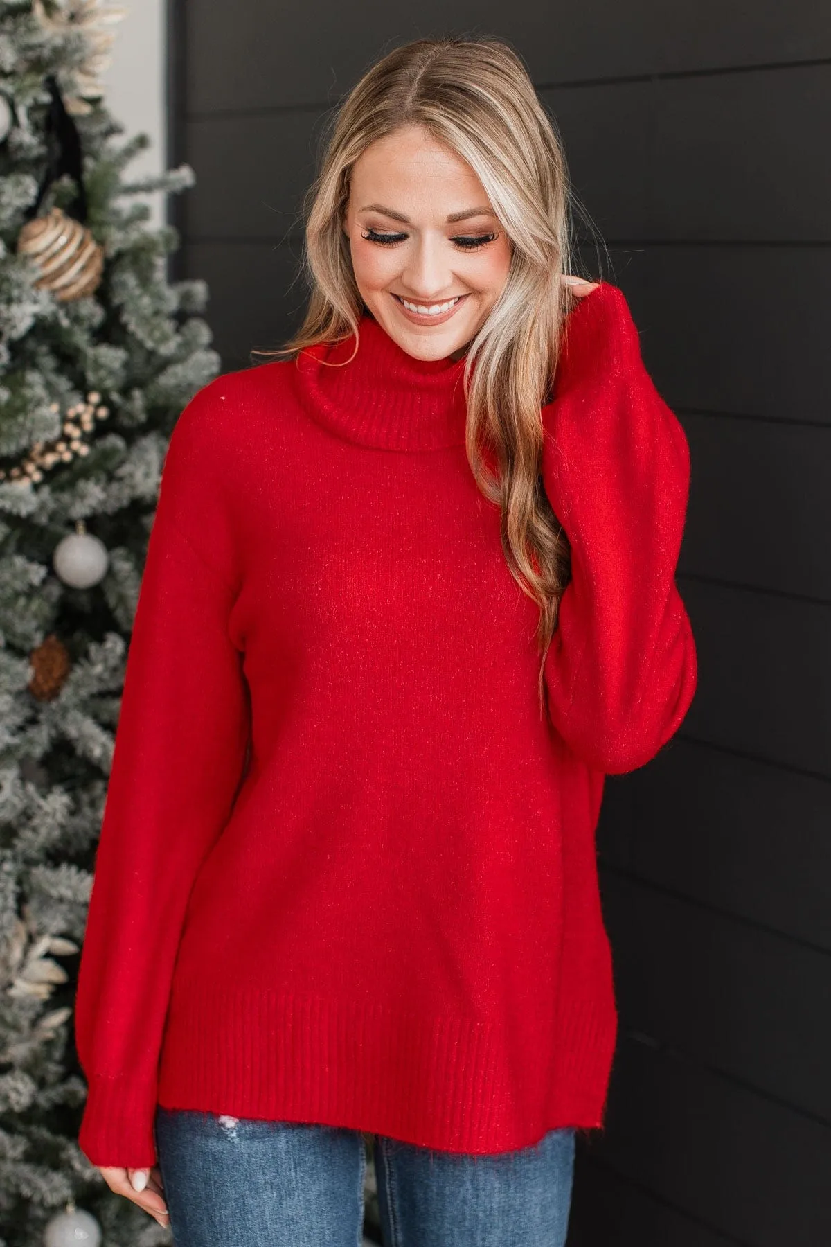 Autumn Splendor Turtle Neck Sweater- Red