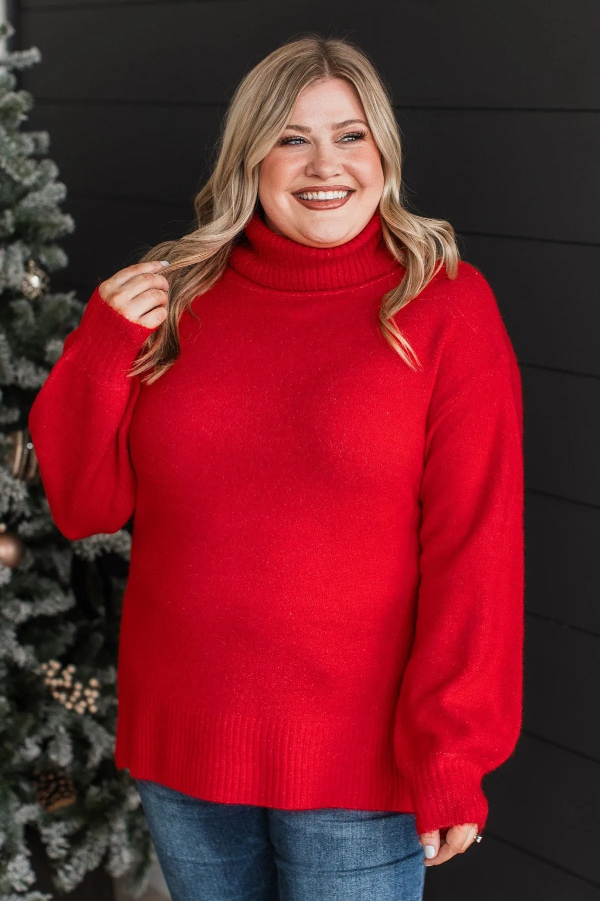 Autumn Splendor Turtle Neck Sweater- Red