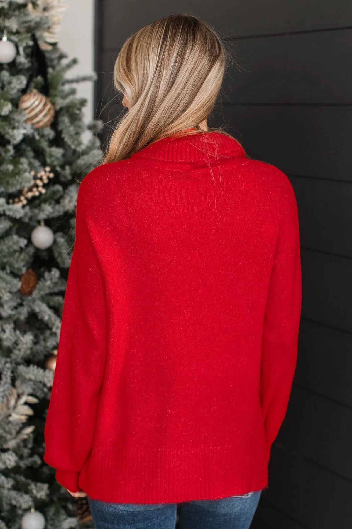 Autumn Splendor Turtle Neck Sweater- Red