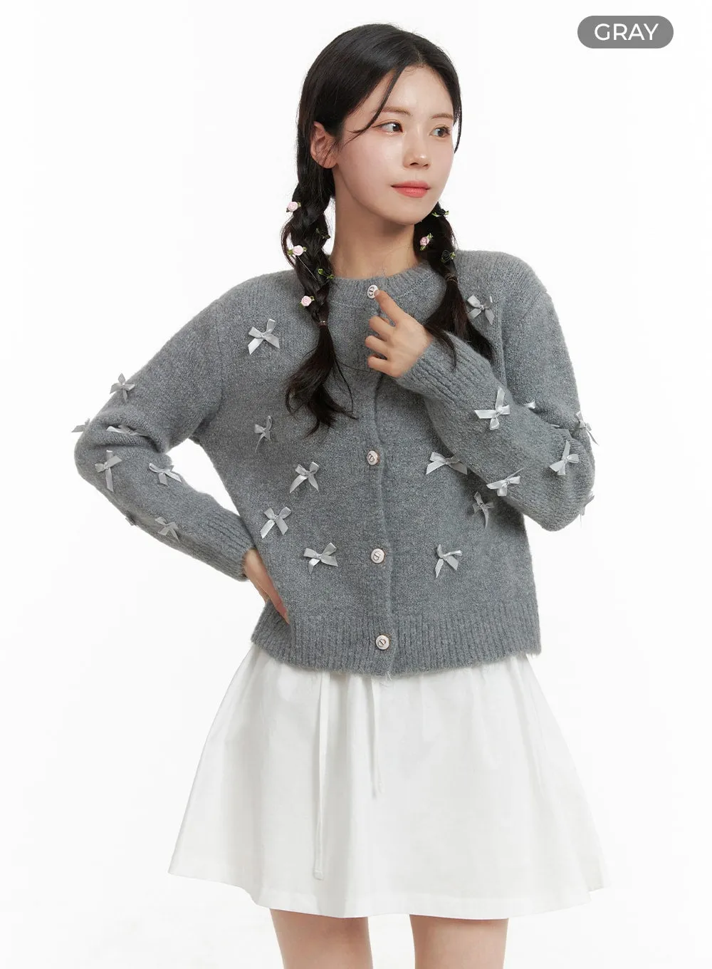 Balletcore Ribbon Button Up Sweater OJ418