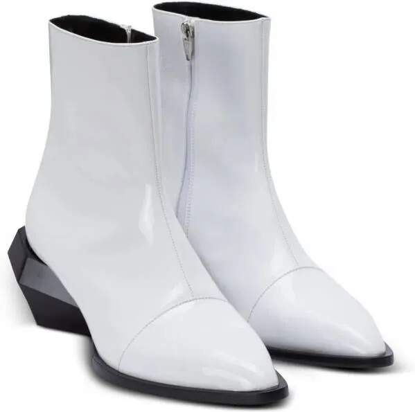 Balmain Billy patent-leather ankle boots White