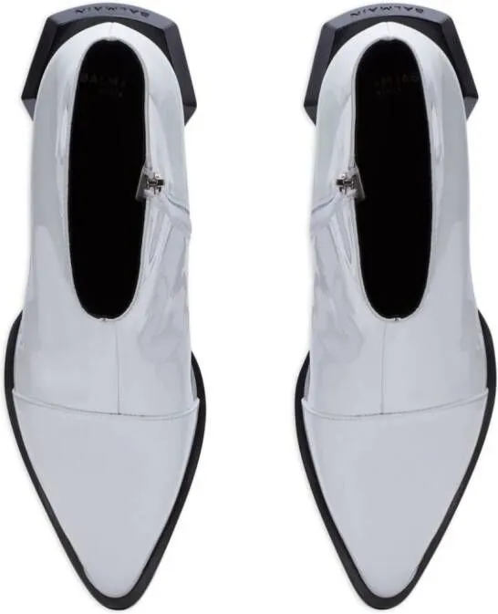 Balmain Billy patent-leather ankle boots White