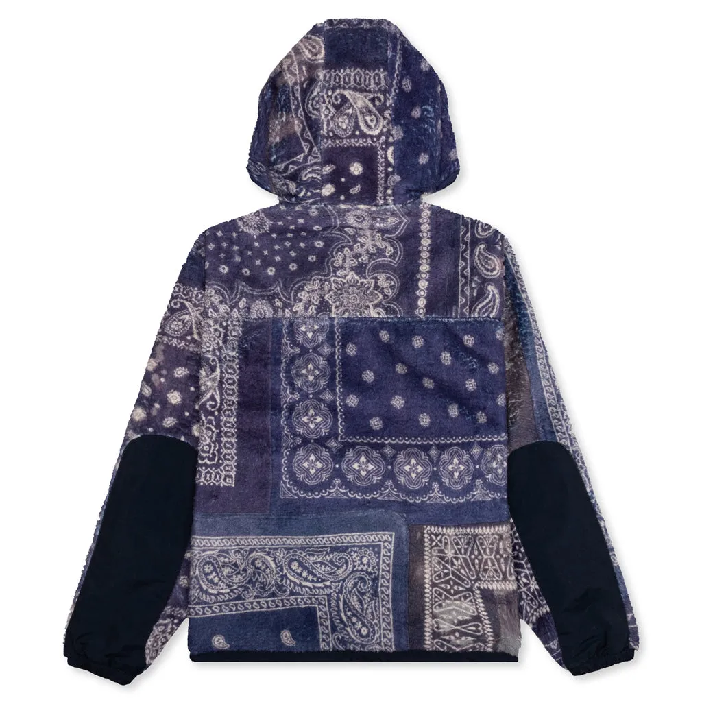 Bandana Pattern Fleece Jacket - Navy