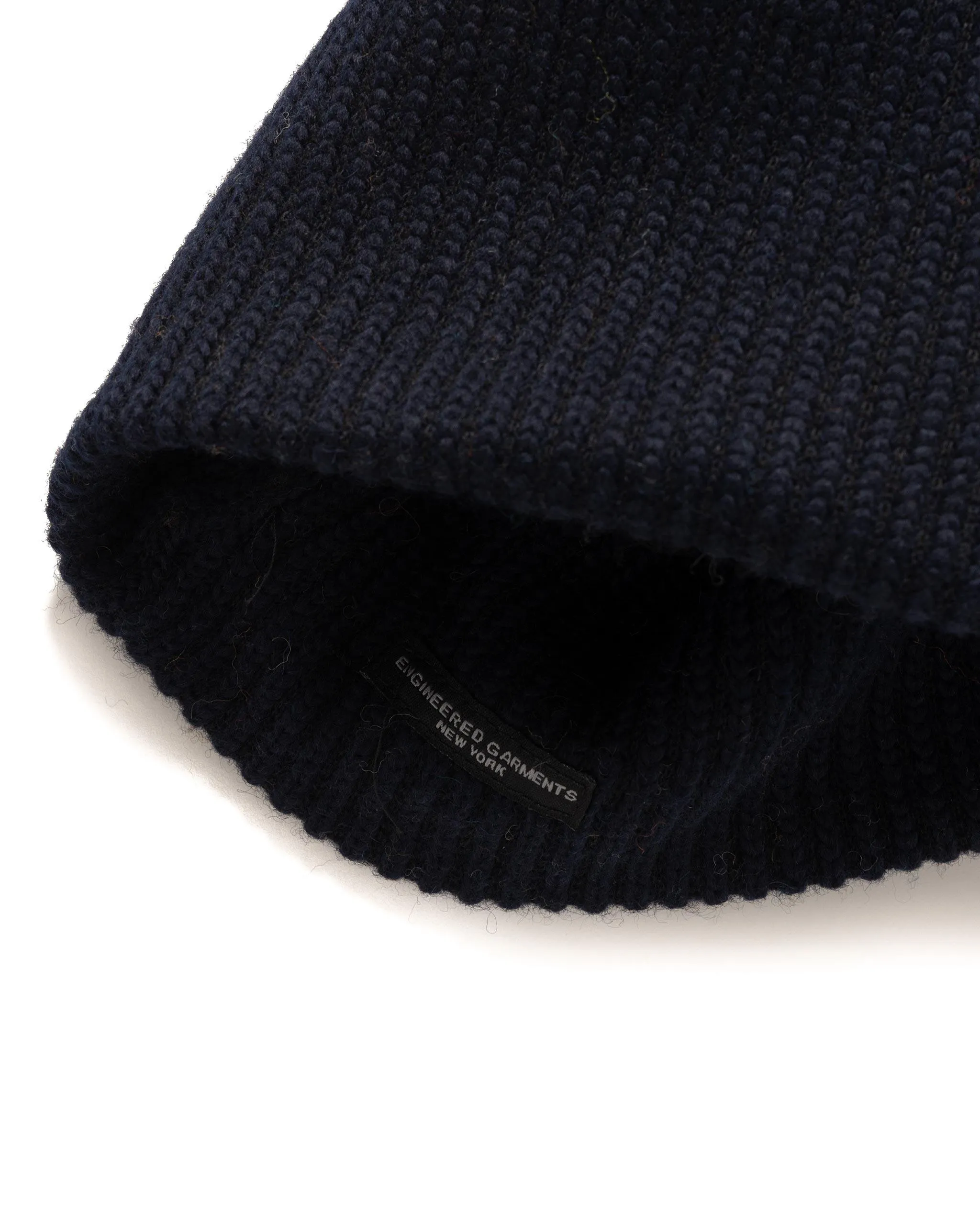 Beanie Wool Poly Sweater Knit Navy