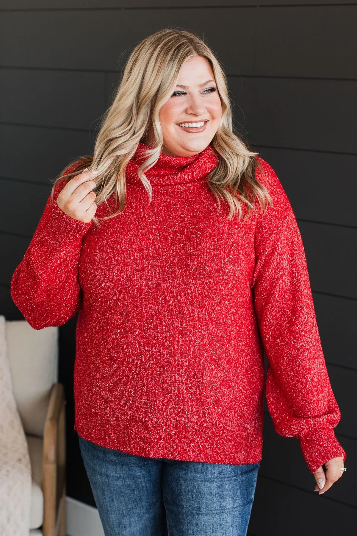 Biggest Wish Turtle Neck Sweater- Red