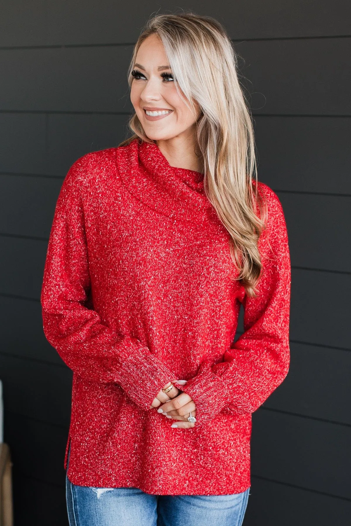 Biggest Wish Turtle Neck Sweater- Red