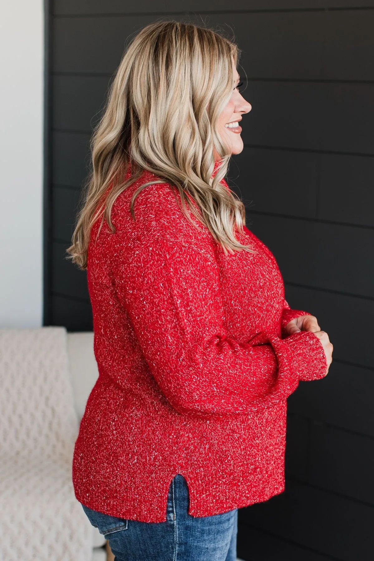 Biggest Wish Turtle Neck Sweater- Red