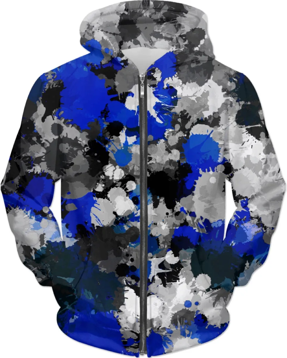 Blue and Gray Paint Splatter Hoodie