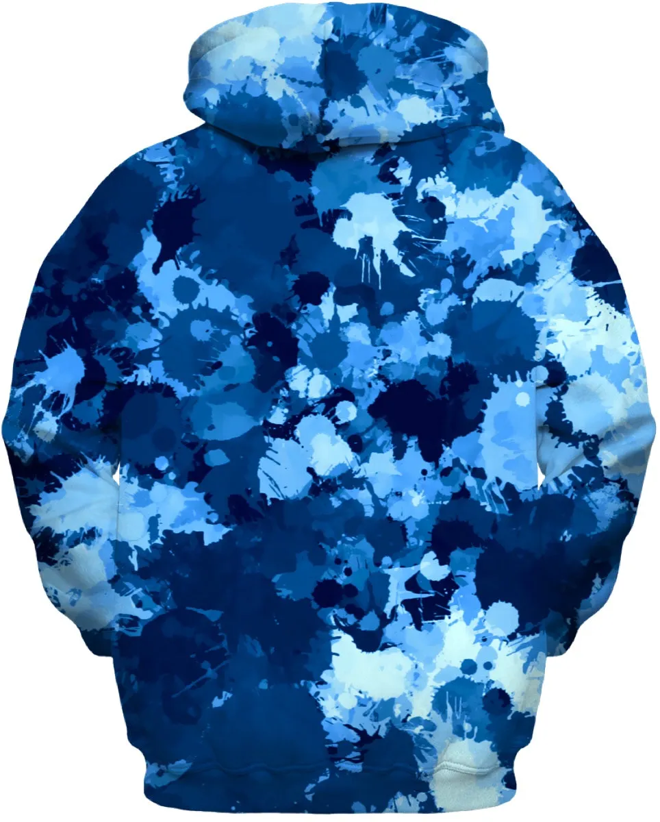 Blue Paint Splatter Zip-Up Hoodie