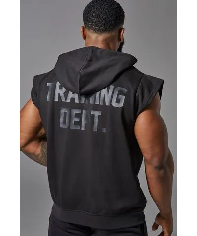 boohoo Mens Training Dept Sleeveless Zip Through Loopback Regular Fit Hoodie