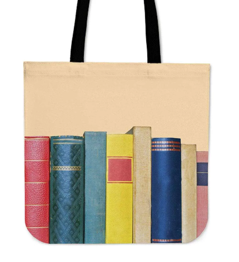 Book spine canvas tote bag