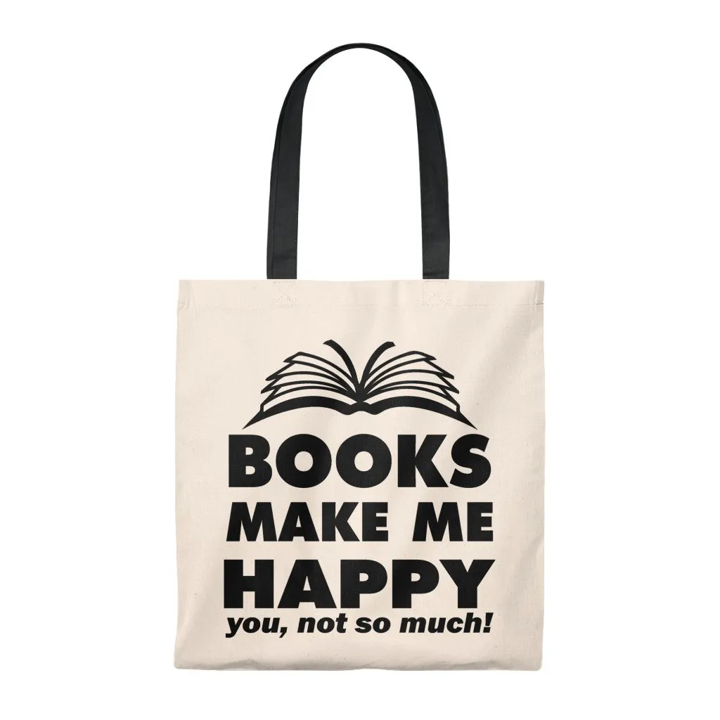 Books Make Me Happy Canvas Tote Bag - Vintage style