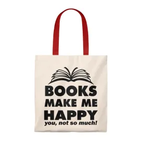 Books Make Me Happy Canvas Tote Bag - Vintage style