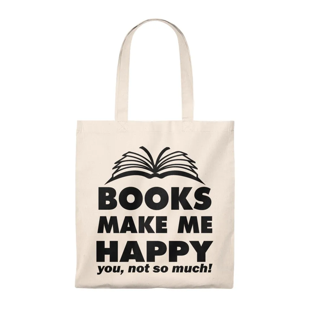 Books Make Me Happy Canvas Tote Bag - Vintage style