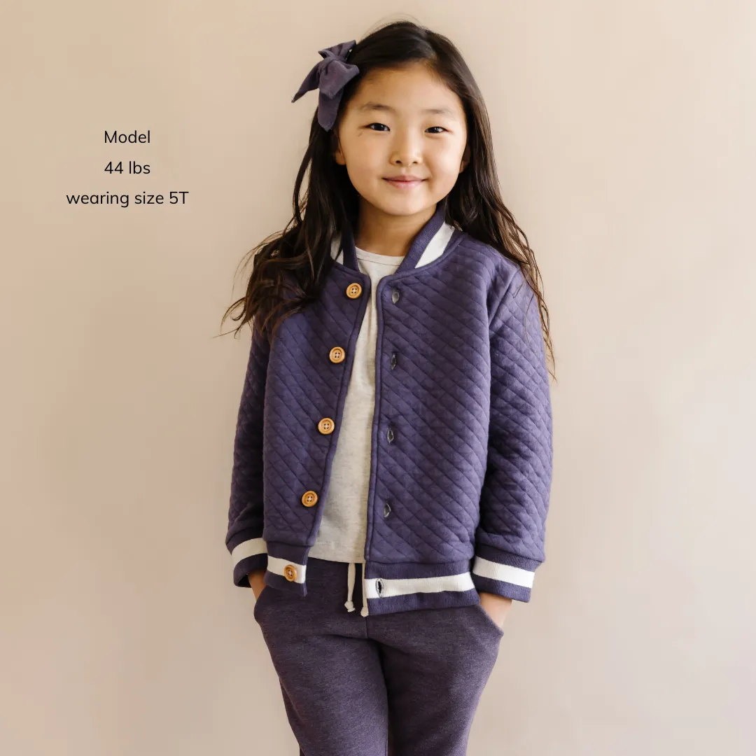 Boysenberry Quilted Bomber Jacket