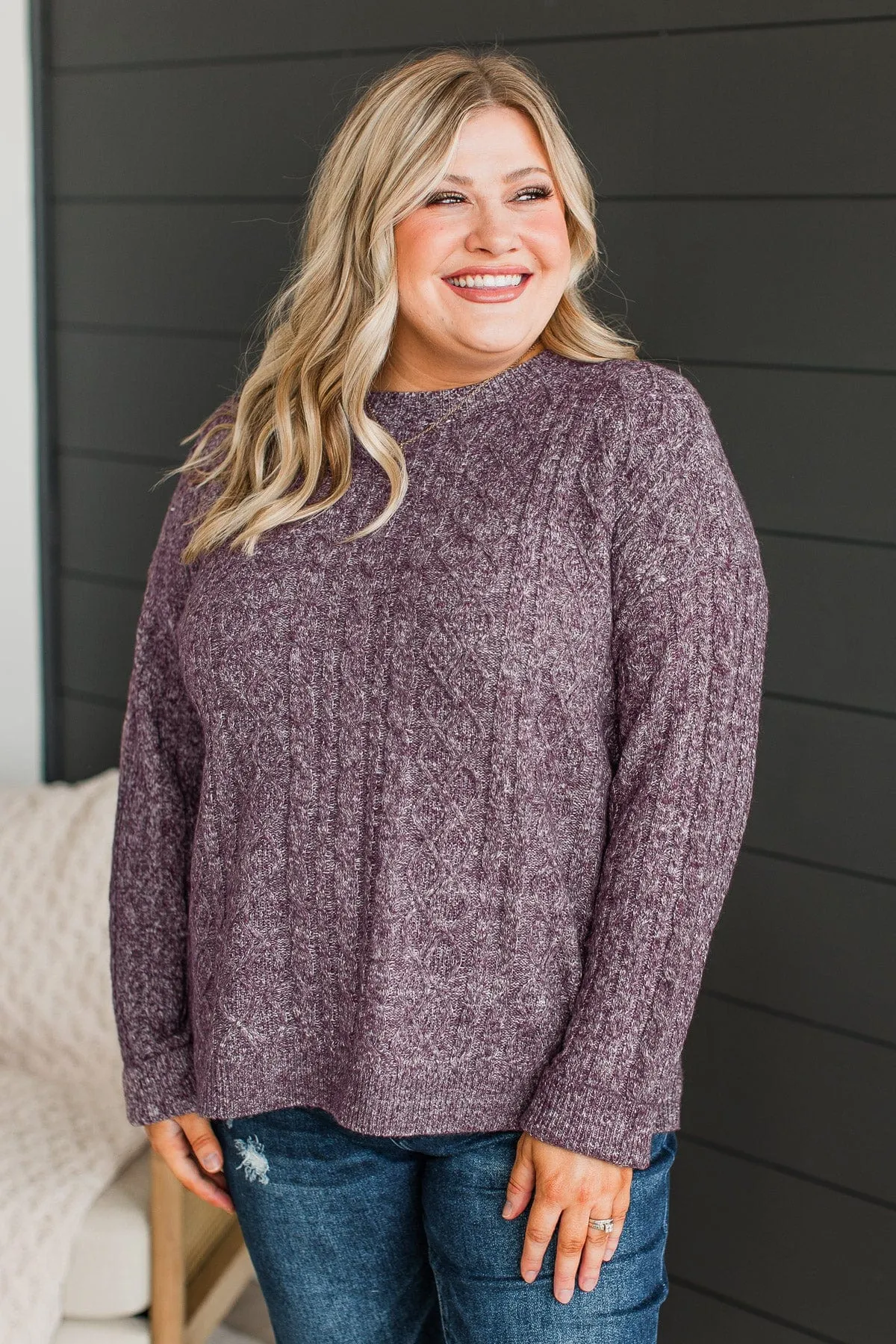 Brings Me Joy Knit Sweater- Purple