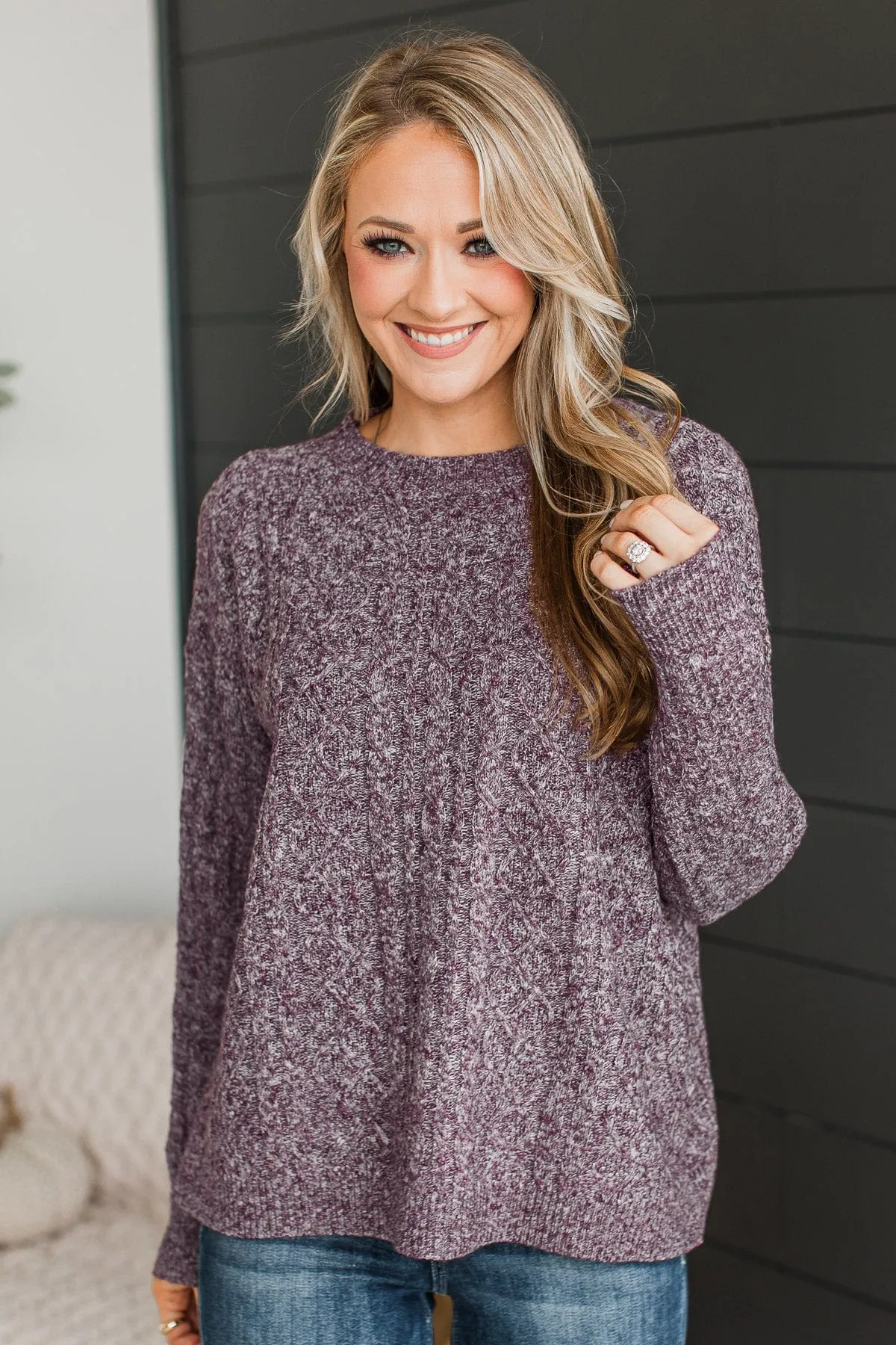 Brings Me Joy Knit Sweater- Purple