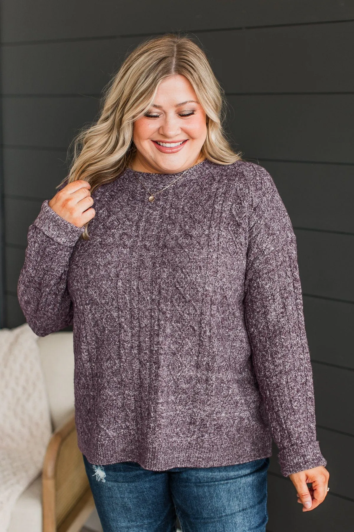 Brings Me Joy Knit Sweater- Purple