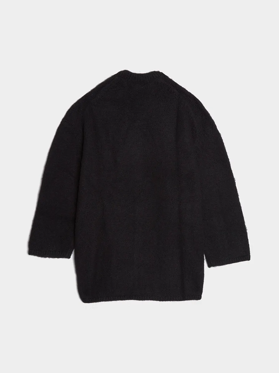 British Wool Logo Garment Sweater, Black