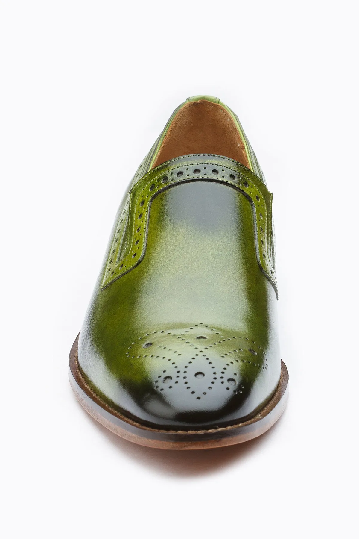 BROGUE LOAFER WITH MEDALLION –LIGHT GREEN