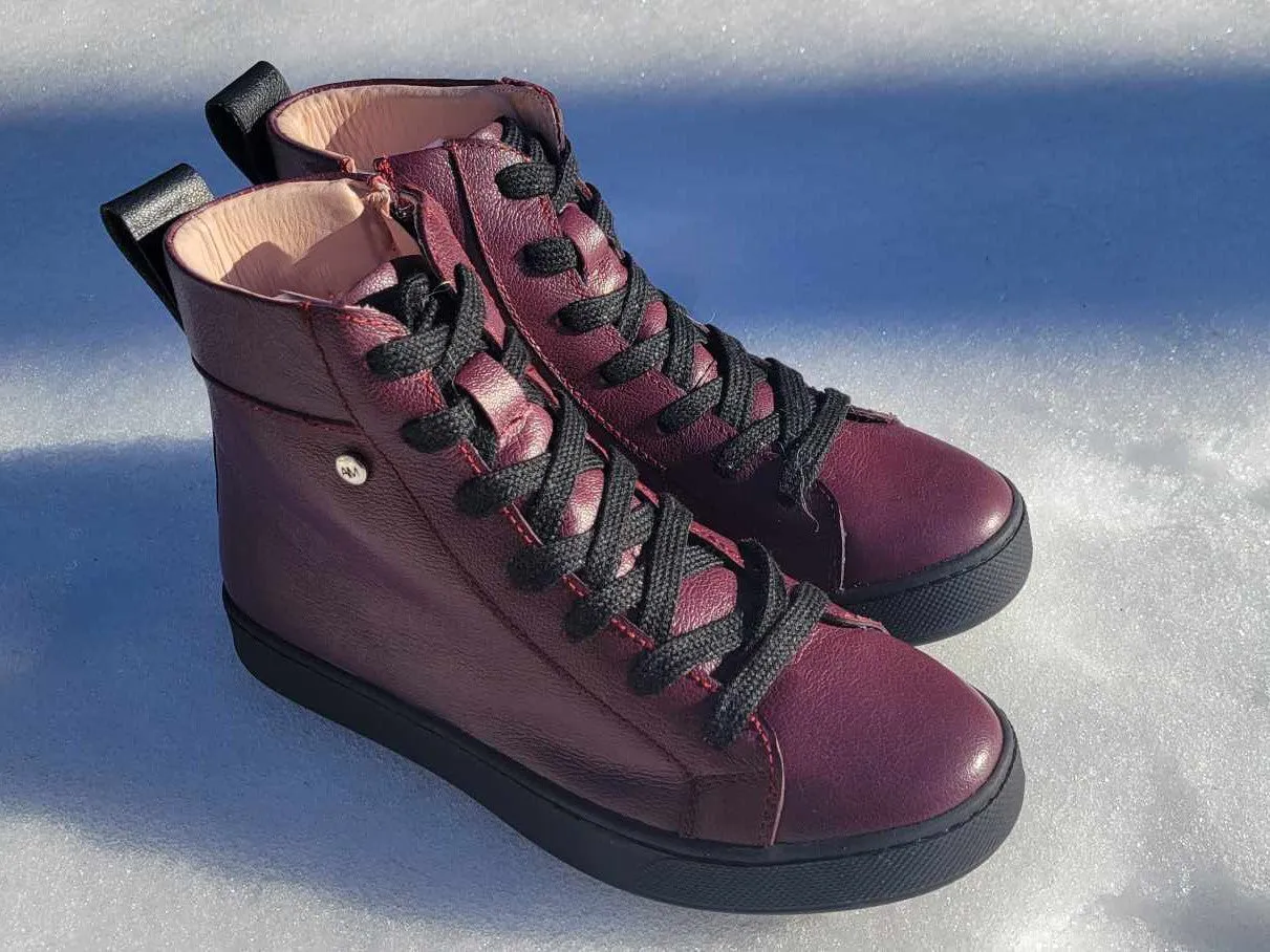 Burgundy Leather high top sneaker