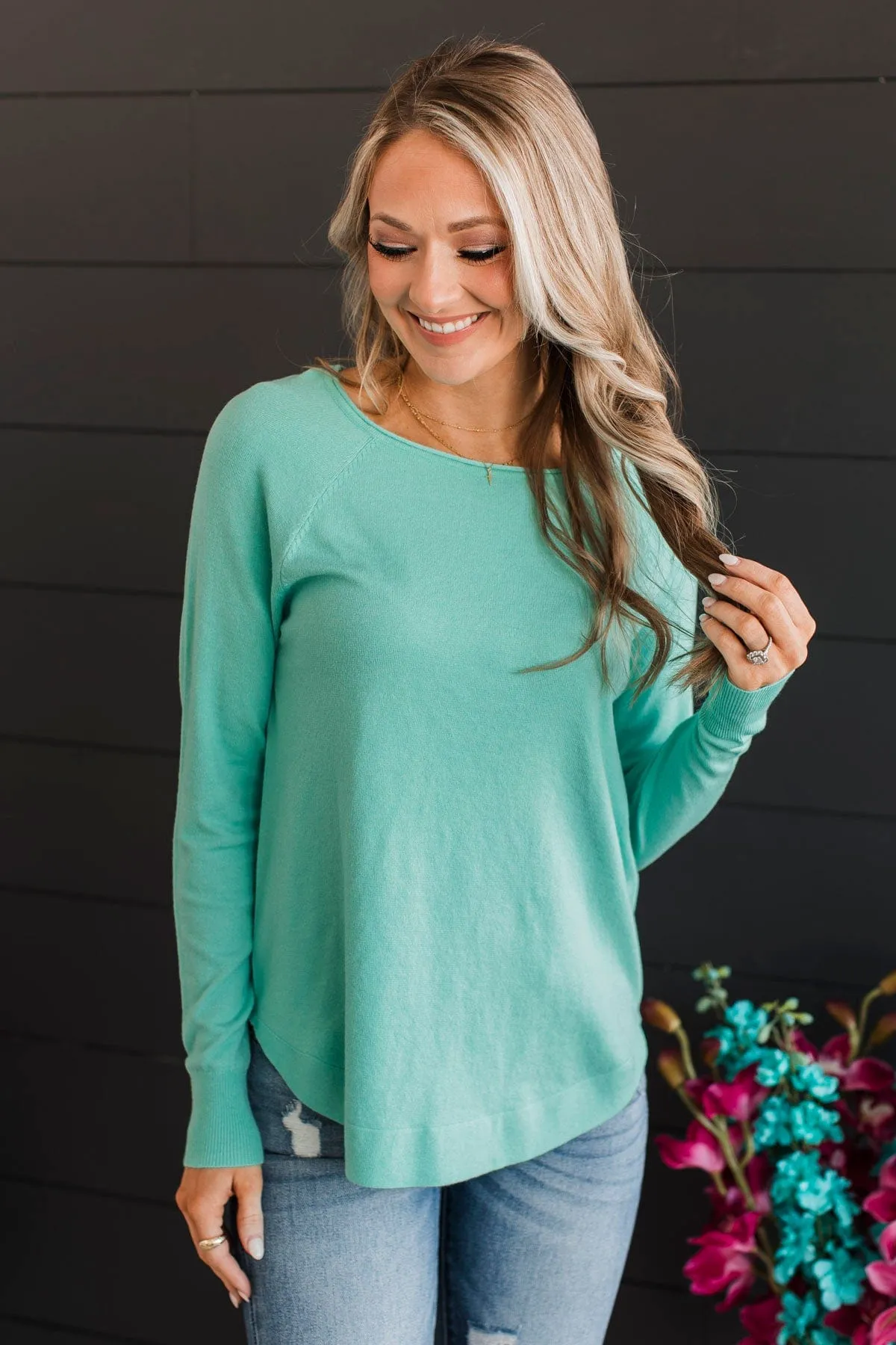 Butter Me Up Knit Sweater- Mint