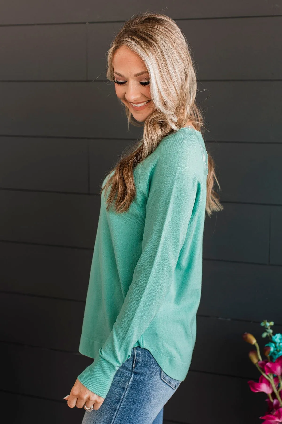 Butter Me Up Knit Sweater- Mint