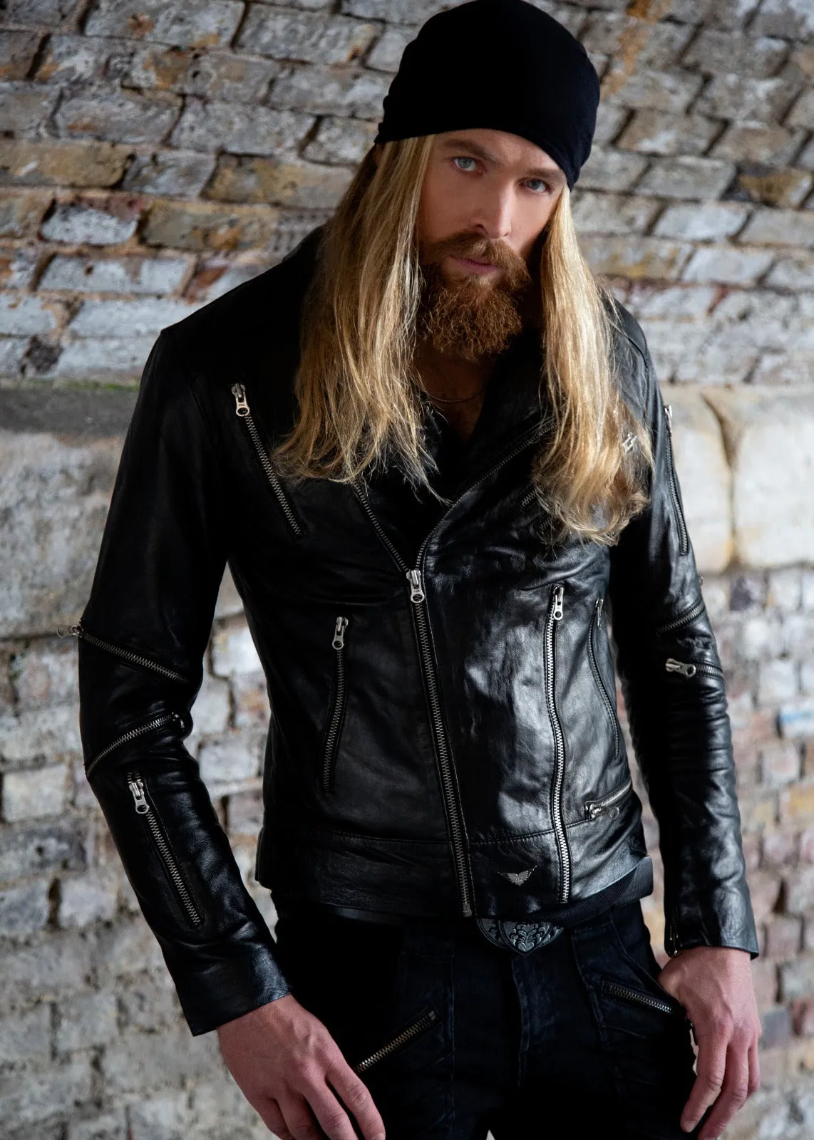 Buy Mens All Over Zippers Black Biker Jacket | LucaJackets