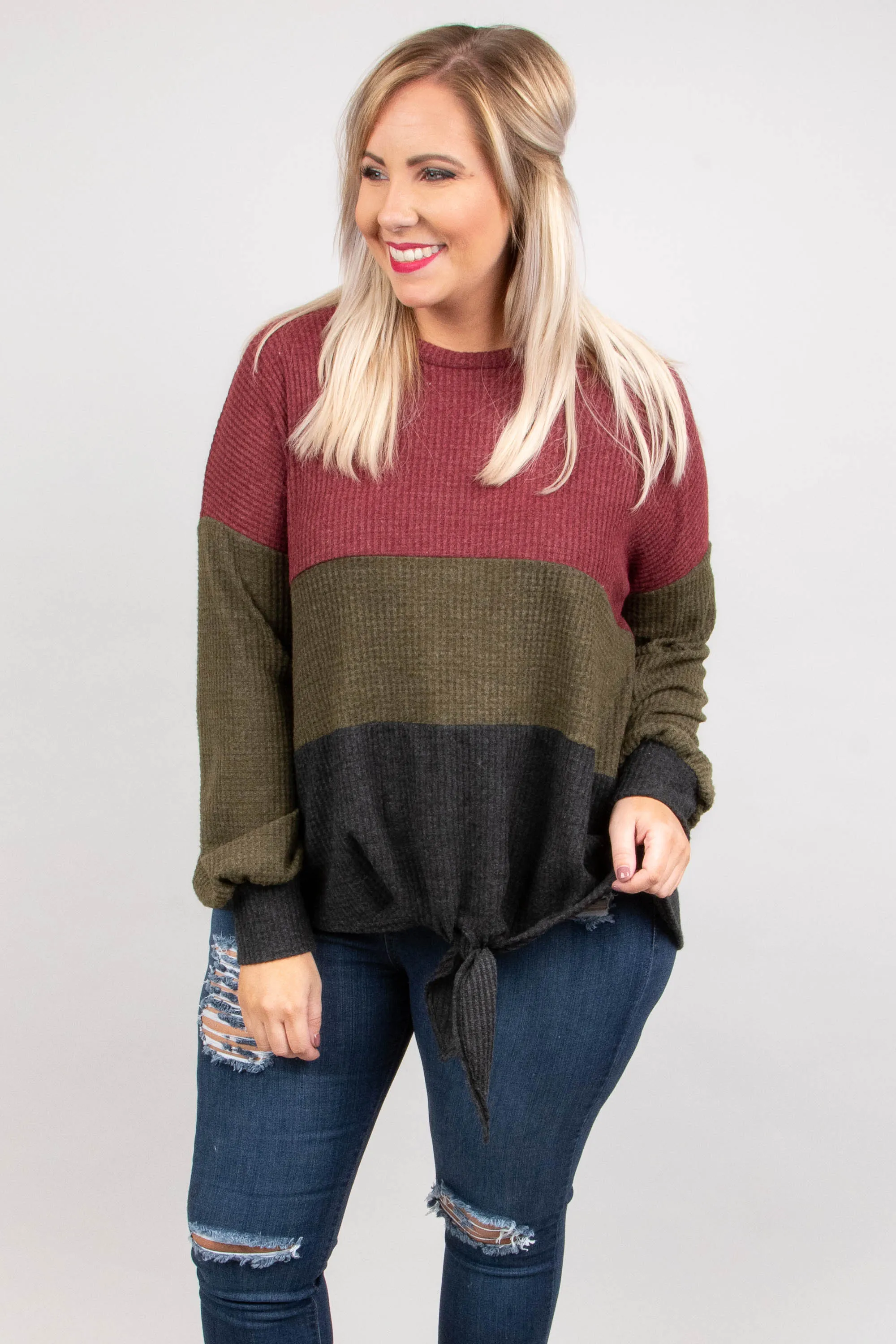 By The Book Sweater, Burgundy-Olive