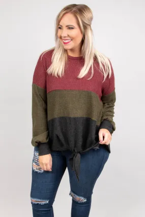 By The Book Sweater, Burgundy-Olive