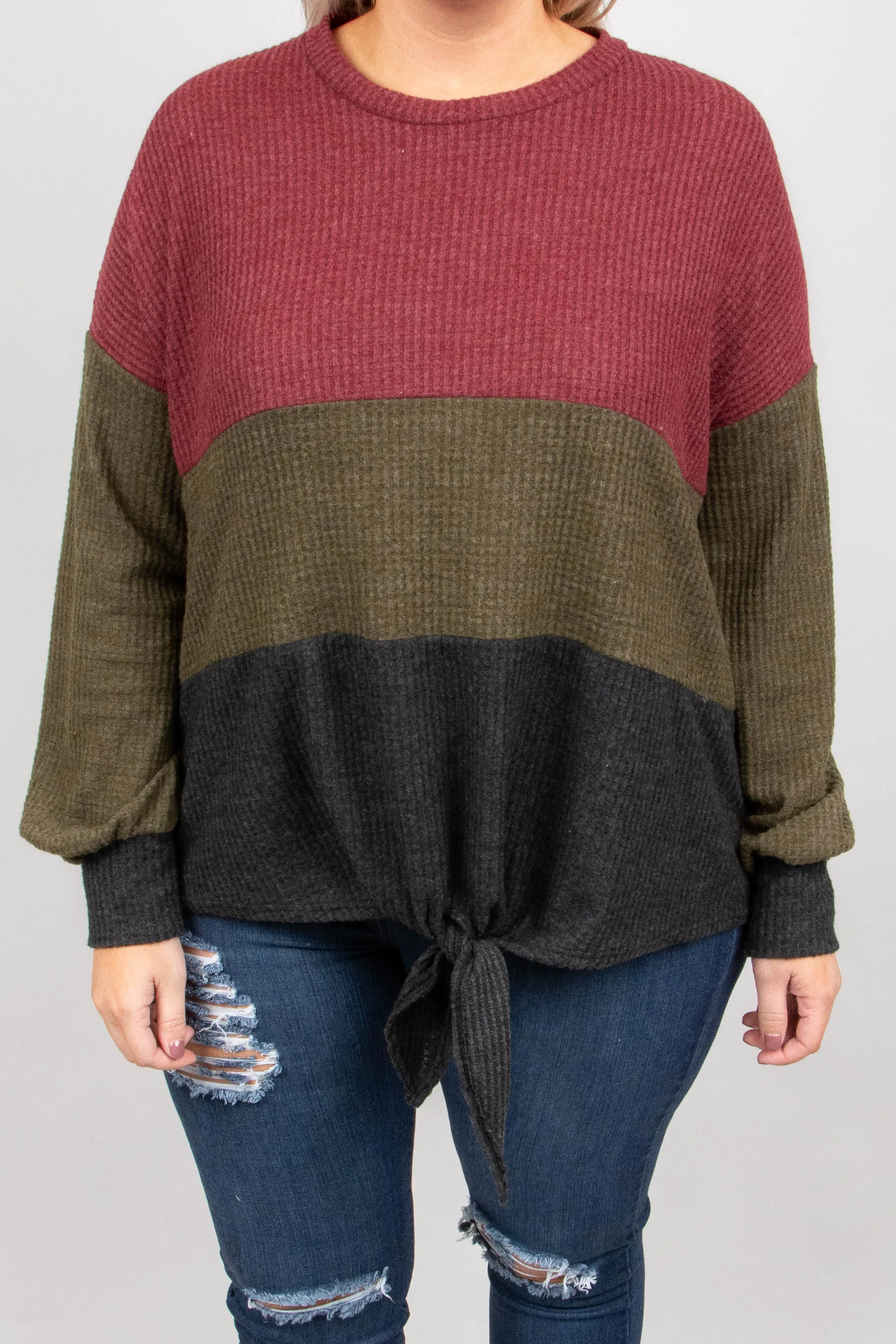 By The Book Sweater, Burgundy-Olive