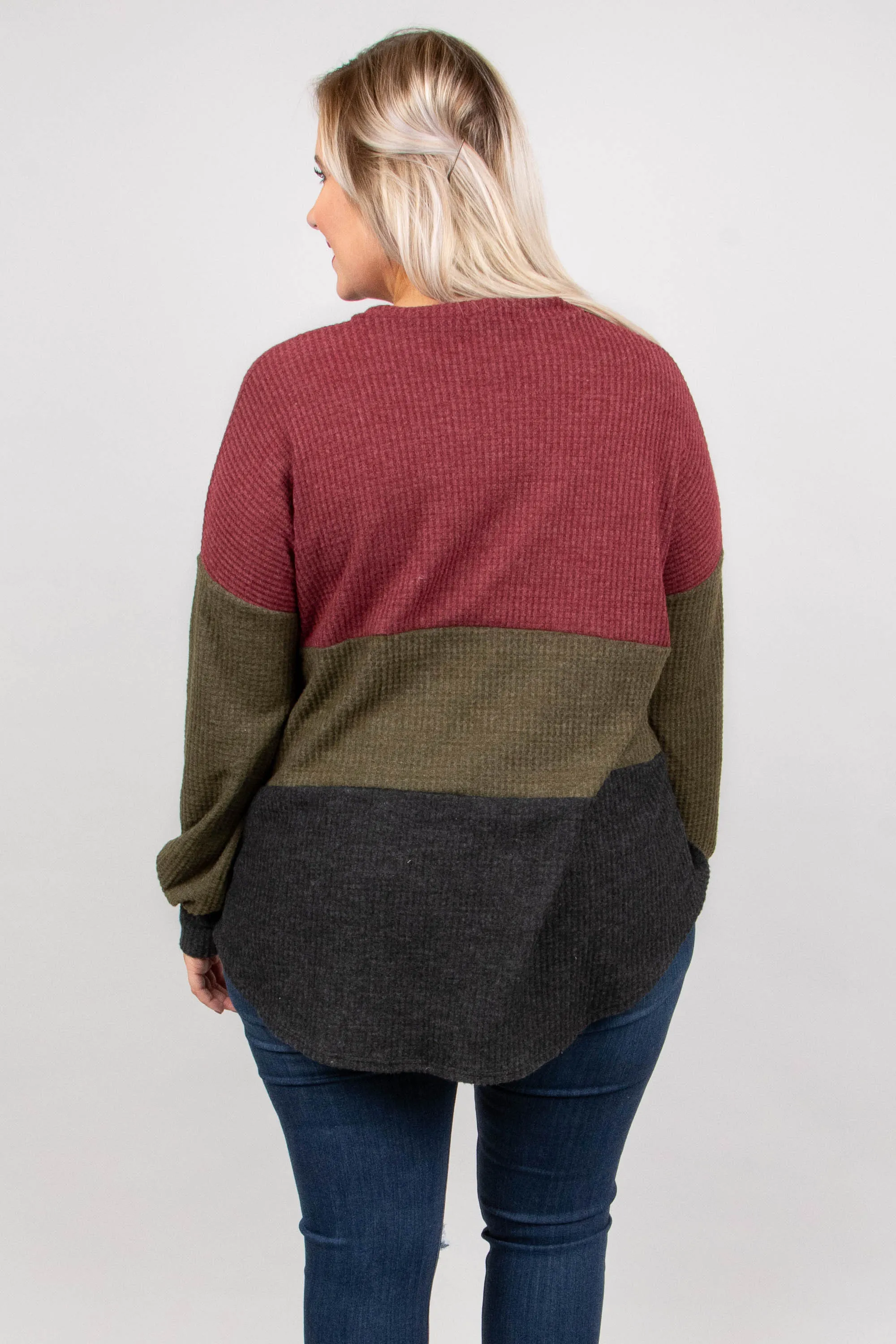 By The Book Sweater, Burgundy-Olive