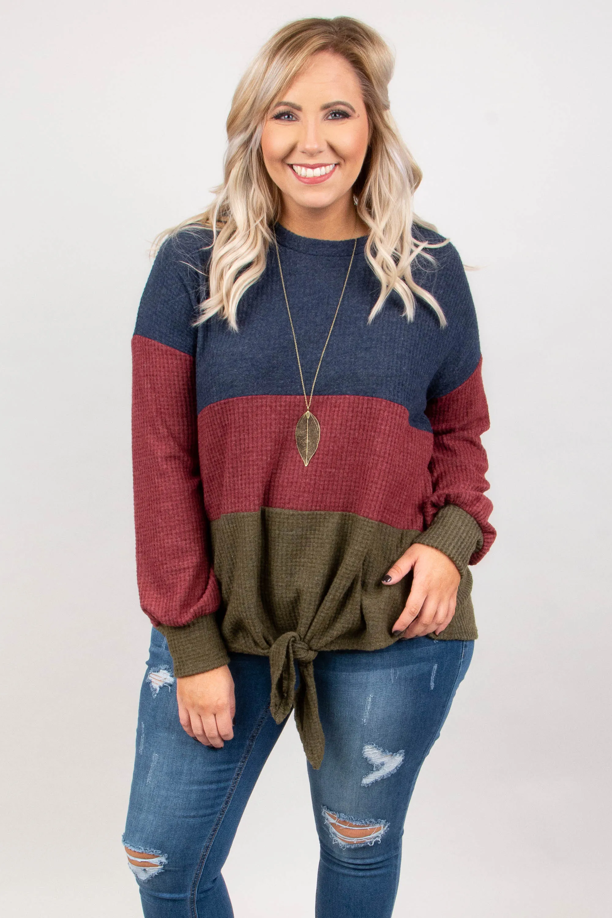 By The Book Sweater, Navy-Burgundy