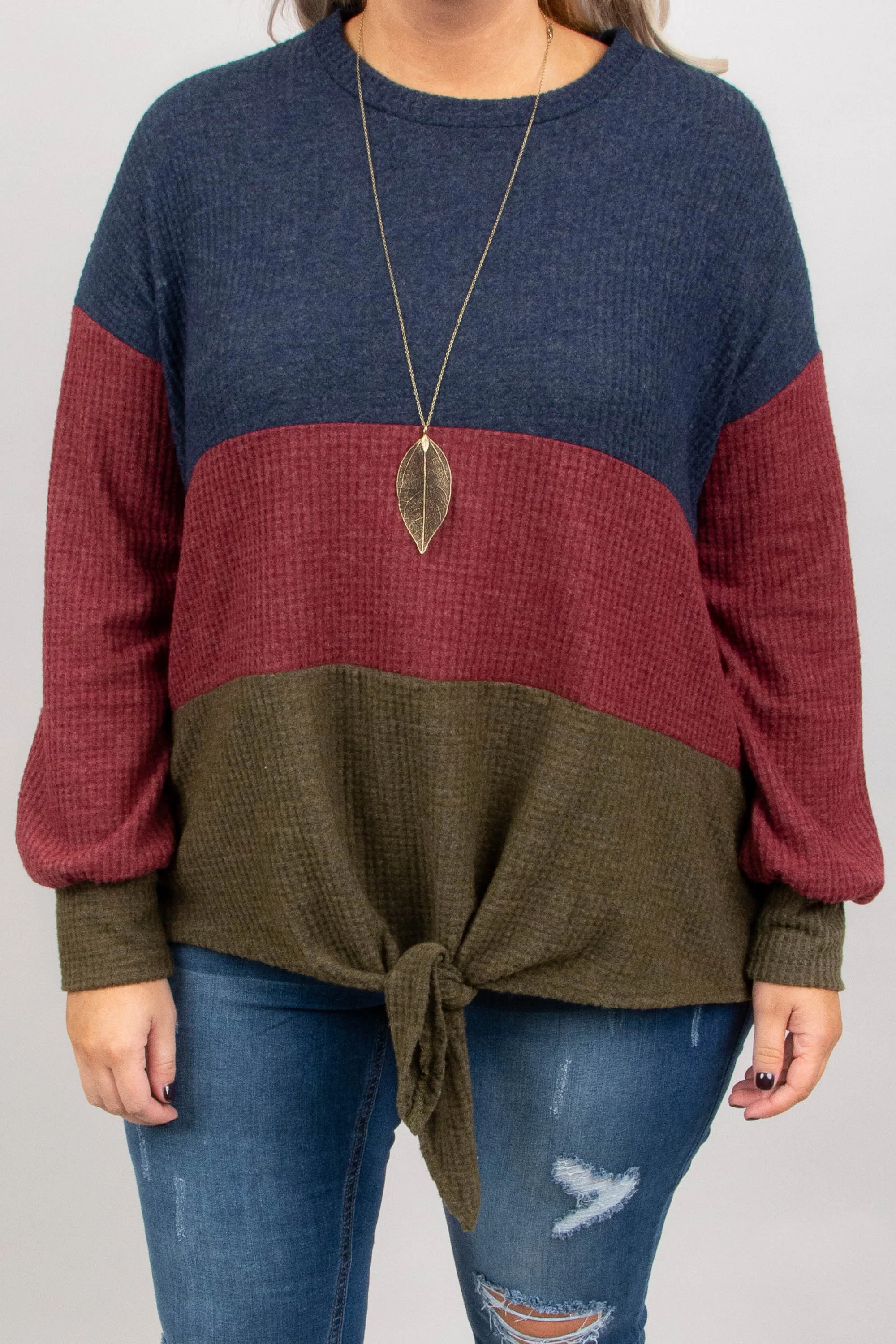 By The Book Sweater, Navy-Burgundy